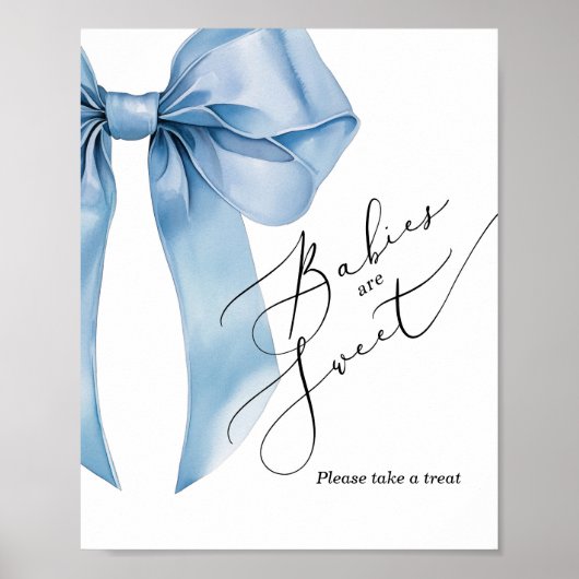 ベビーは甘いトリートブルーボウ赤ちゃんシャワーを取る ポスター (正面)