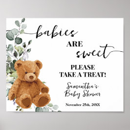 ベビーは甘いトリートベア緑のシャワー ポスター