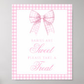 ベビーは甘いピンクの弓ベビーガールシャワーサイン ポスター (正面)