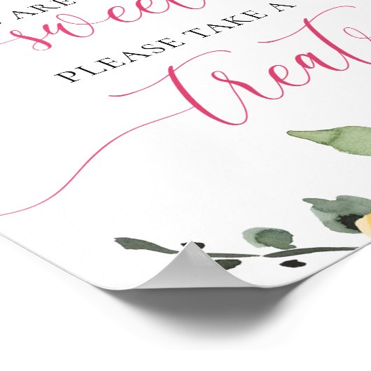 ベビーは甘いピンクの桃のフローラ赤ちゃんシャワー ポスター (角)