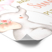 ベビーは甘いピンクの象のサインである ポスター (角)