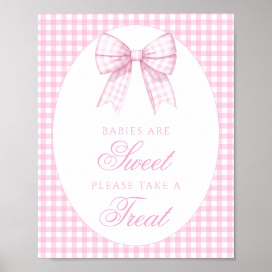 ベビーは甘いピンクボウギンハムベイビーシャワーサイン ポスター (正面)