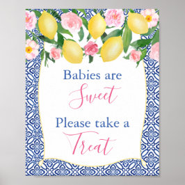 ベビーは甘いレモンのシャワーを楽しんで ポスター