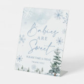 ベビーは甘い、冬のワンダーランドの赤ちゃんシャワー 台座サイン (正面)