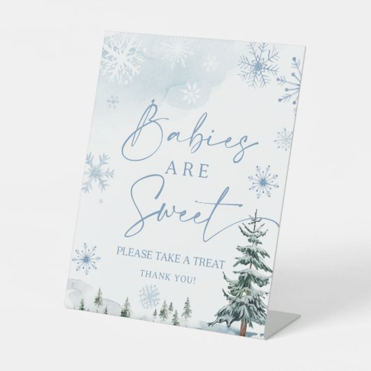 ベビーは甘い、冬のワンダーランドの赤ちゃんシャワー 台座サイン (正面)