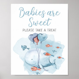 ベビーは甘いSweet Take A Treat Whale Baby Shower ポスター