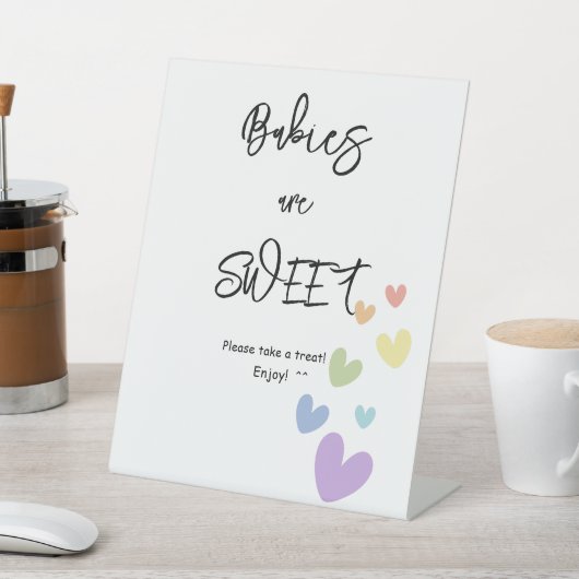 ベビーは甘くて可愛い&ハートカラフルベビーシャワー 台座サイン (インサイチュ)