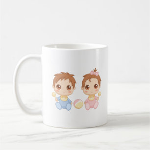 ベビーは男の子および女の子を結び付けます コーヒーマグカップ