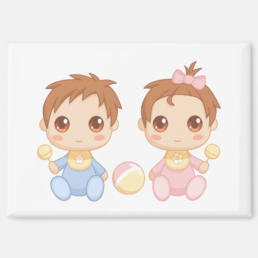 ベビーは男の子および女の子を結び付けます マグネット (正面)