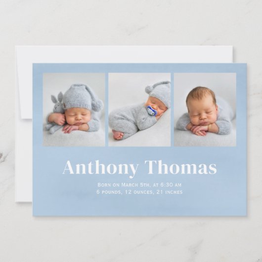 ベビーは男の子の水彩物干し 案内状 (正面)