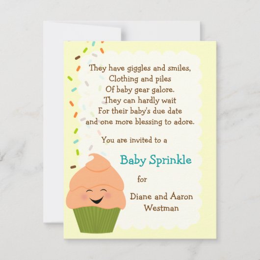 ベビーは男女兼用な招待状を振りかけます 招待状 (正面)