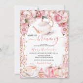 ベビーは紅茶かぼちゃの女の子の赤ちゃんシャワーを醸造している 招待状 (正面)