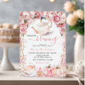 ベビーは紅茶かぼちゃの女の子の赤ちゃんシャワーを醸造している 招待状