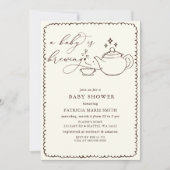 ベビーは紅茶の赤ちゃん男女兼用シャワーを醸造している 招待状 (正面)