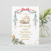 ベビーは紅茶を醸造しているパーティークリスマスベビーシャワー 招待状 (スタンド正面)