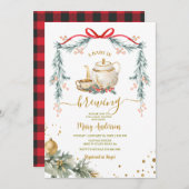 ベビーは紅茶を醸造しているパーティークリスマスベビーシャワー 招待状 (正面/裏面)