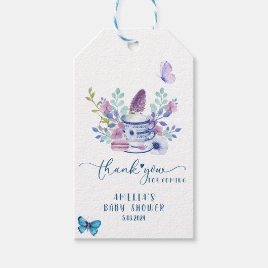 ベビーは紅茶を醸造しているパーティー赤ちゃんシャワーありがとう ギフトタグ (正面)