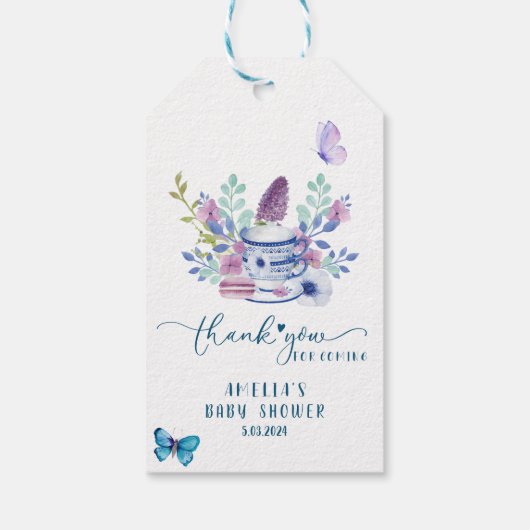ベビーは紅茶を醸造しているパーティー赤ちゃんシャワーありがとう ギフトタグ (裏面)