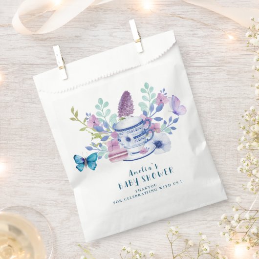 ベビーは紅茶を醸造しているパーティー赤ちゃんシャワーありがとう フェイバーバッグ (クリップ留めされた状態)