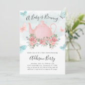 ベビーは紅茶パーティーとバタフライシャワーを醸造する 招待状 (スタンド正面)