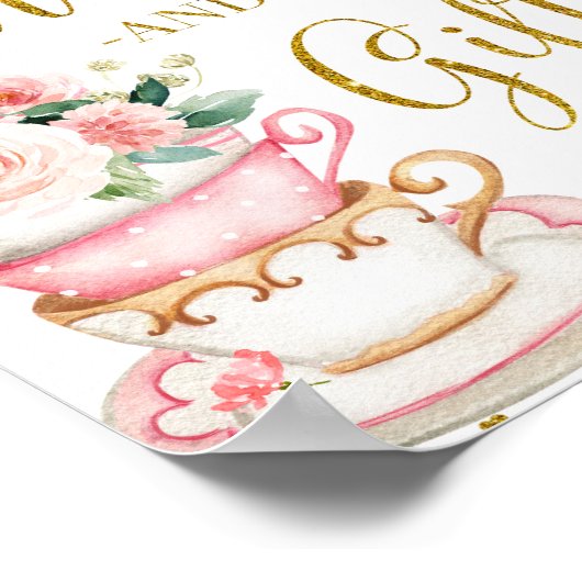 ベビーは紅茶パーティーカードとギフトサインを醸造する ポスター (角)