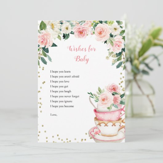 ベビーは紅茶パーティー赤ちゃんシャワーカードを醸造している 招待状 (スタンド正面)