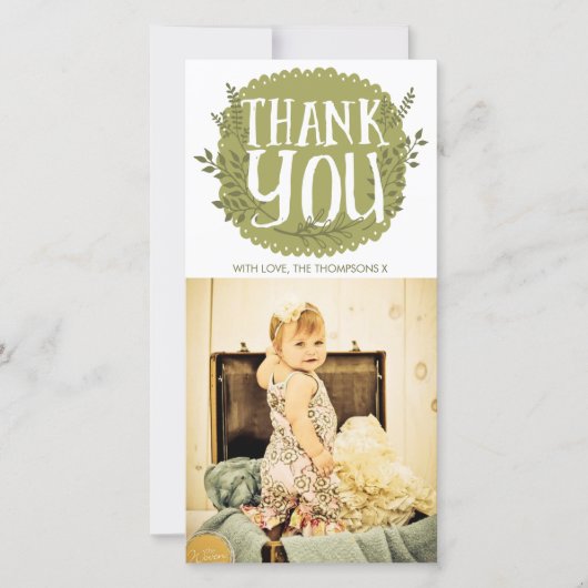 ベビーは素朴な国の写真カード感謝していしています サンキューカード (正面)