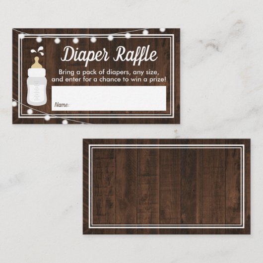 ベビーは素朴赤ちゃんシャワーおむつラッフルを醸造している エンクロージャーカード (正面/裏面)