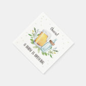 ベビーは緑の応援を醸造している赤ちゃんシャワー スタンダードカクテルナプキン (角)