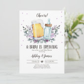 ベビーは緑の応援を醸造している赤ちゃんシャワー 招待状 (スタンド正面)