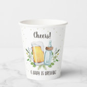 ベビーは緑の応援を醸造している赤ちゃんシャワー 紙コップ (正面)