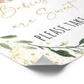 ベビーは緑の赤ちゃんシャワーのトリートサインを醸造している ポスター (角)