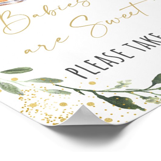 ベビーは緑の赤ちゃんシャワーのトリートサインを醸造している ポスター (角)