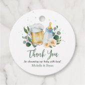 ベビーは緑の赤ちゃんシャワーを醸造ありがとう フェイバータグ (正面)