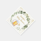 ベビーは緑の赤ちゃんシャワーを醸造している スタンダードカクテルナプキン (角)