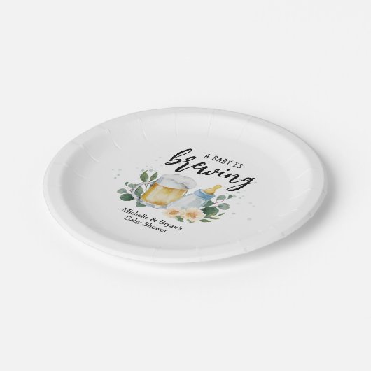 ベビーは緑の赤ちゃんシャワーを醸造している ペーパープレート (アングル)