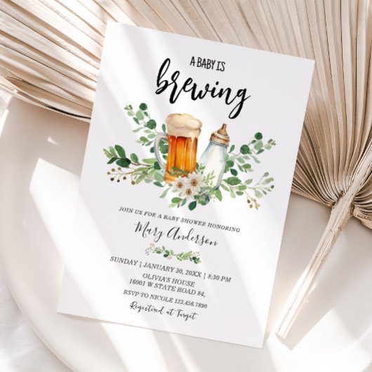 ベビーは緑の赤ちゃんシャワーを醸造している 招待状