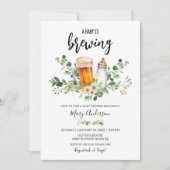 ベビーは緑の赤ちゃんシャワーを醸造している 招待状 (正面)