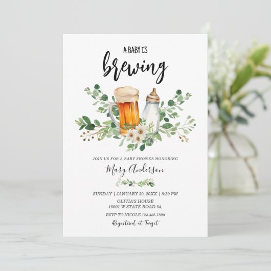 ベビーは緑の赤ちゃんシャワーを醸造している 招待状 (スタンド正面)