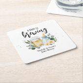 ベビーは緑の赤ちゃんシャワービールを醸造している スクエアペーパーコースター (アングル)