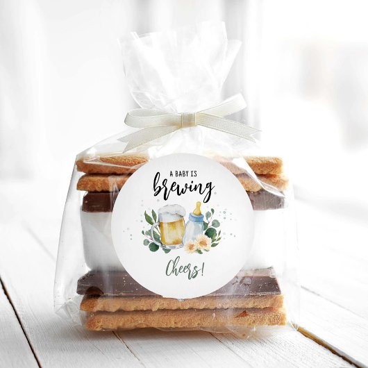 ベビーは緑の赤ちゃんシャワー応援を醸造している ラウンドシール