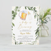 ベビーは緑の金ゴールドの赤ちゃんシャワーを醸造している 招待状 (スタンド正面)