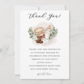 ベビーは緑豊かなコーヒーベビーシャワーを醸造している サンキューカード (正面)