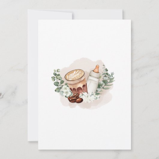 ベビーは緑豊かなコーヒーベビーシャワーを醸造している サンキューカード (裏面)