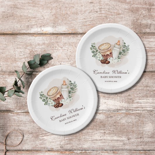 ベビーは緑豊かなコーヒーベビーシャワーを醸造している ペーパープレート