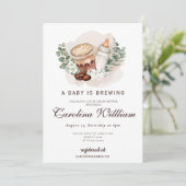 ベビーは緑豊かなコーヒーベビーシャワーを醸造している 招待状 (スタンド正面)