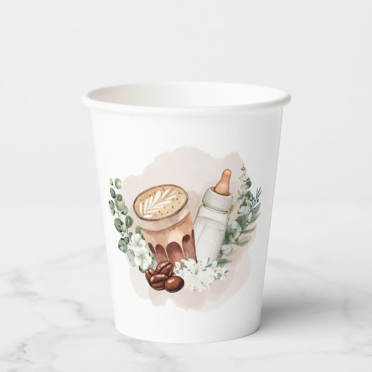 ベビーは緑豊かなコーヒーベビーシャワーを醸造している 紙コップ (裏面)
