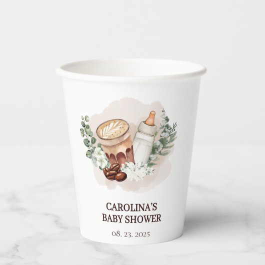 ベビーは緑豊かなコーヒーベビーシャワーを醸造している 紙コップ (正面)