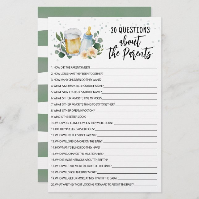 ベビーは親ゲームについて20質問を醸造している (正面/裏面)