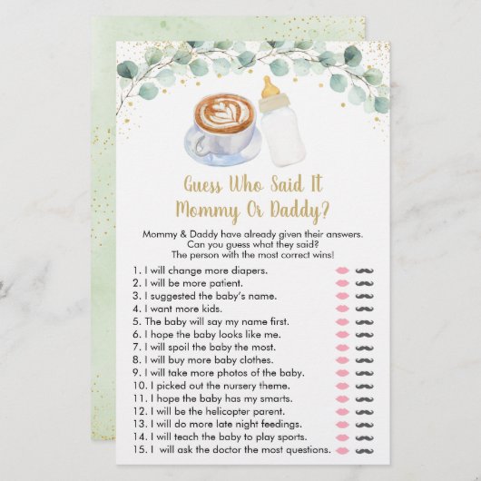 ベビーは誰がゲームを言ったコーヒー推測を醸造している (正面/裏面)